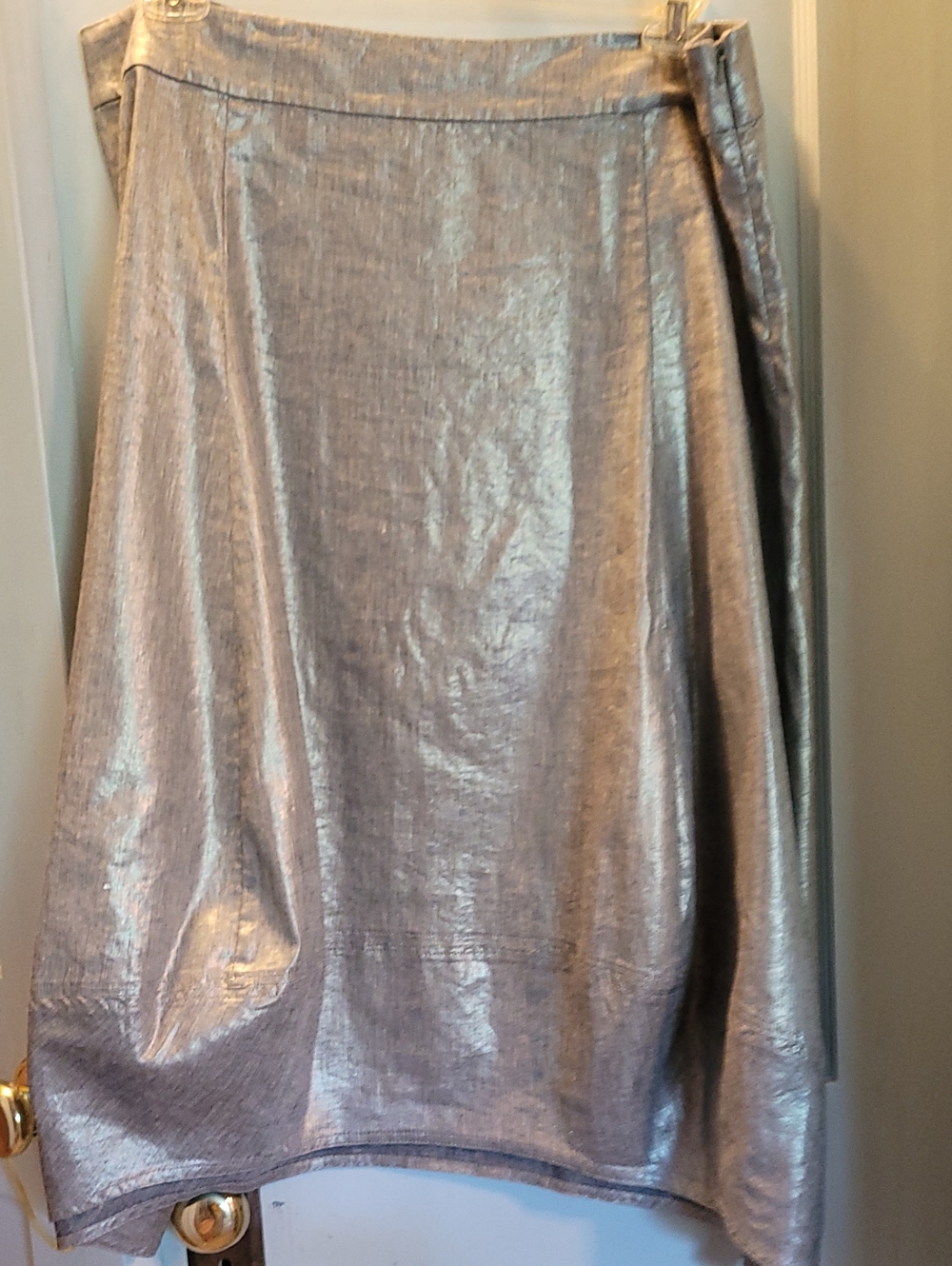 Eileen Fisher Metallic Silver Unusual Billowing Skirt - XL
